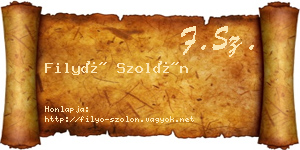 Filyó Szolón névjegykártya